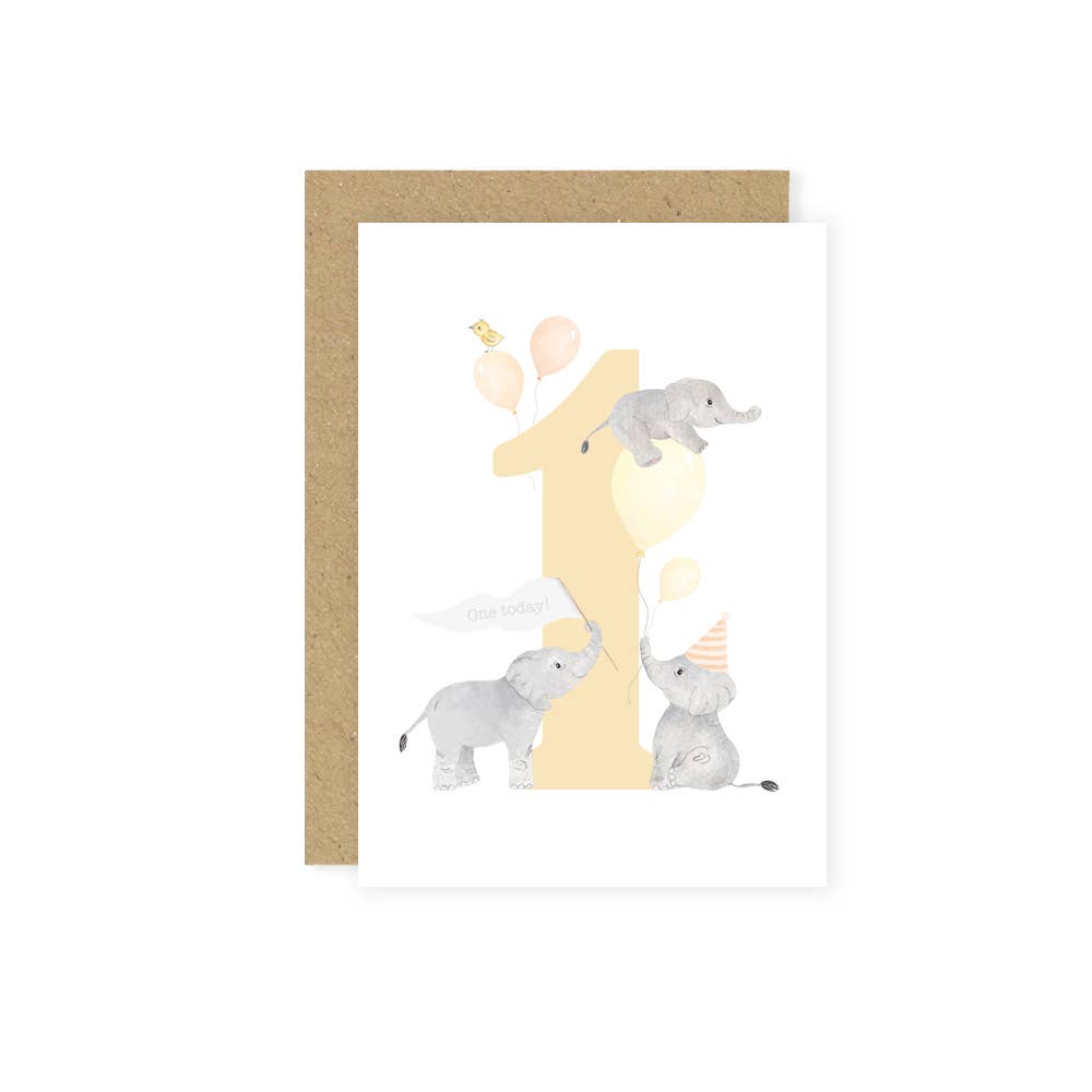 Elephants 1st Birthday Card