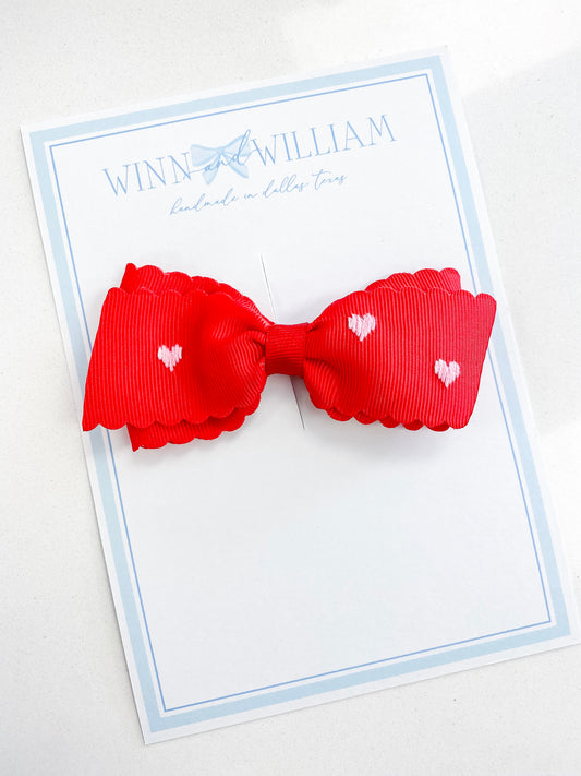 Scalloped Ombre Hearts Lottie Bow